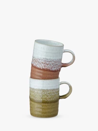 Stoneware Mugs, Set of 2, 400ml