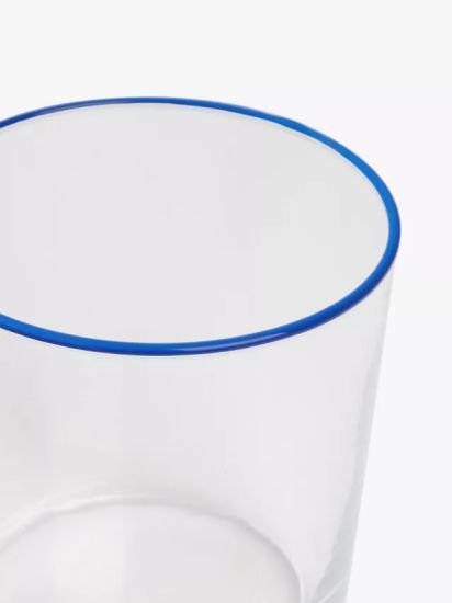 Rim Glass Tumbler, 380ml, Blue/Clear