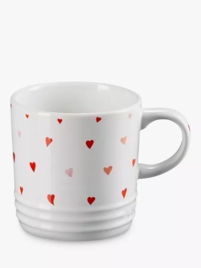 Stoneware Mini Hearts Mug, 350ml, White/Pink