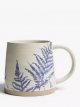Woodland Floral Glazed Stoneware Mug, Blue/Beige, 450ml