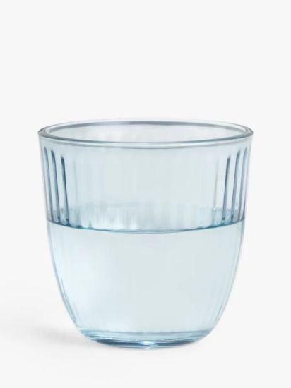 Ribbed Glass Tumbler, 310ml, Blue