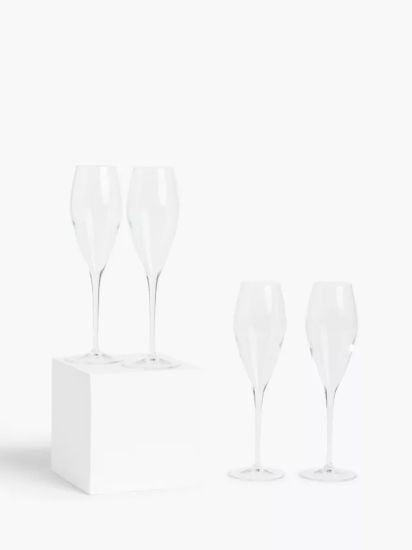 Champagne Flutes, Set of 4, 270ml, Clear